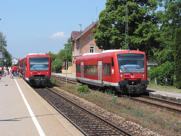 Abbildung der Triebwagen 650 313-0 + 105-0