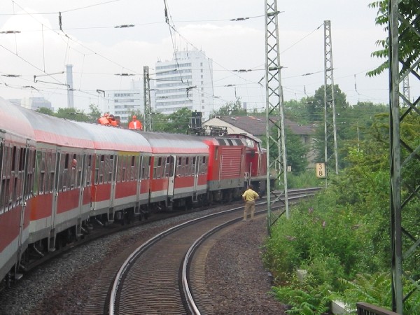 Abbildung Oberleitungsschaden Frankfurt/Main 06.07.2005