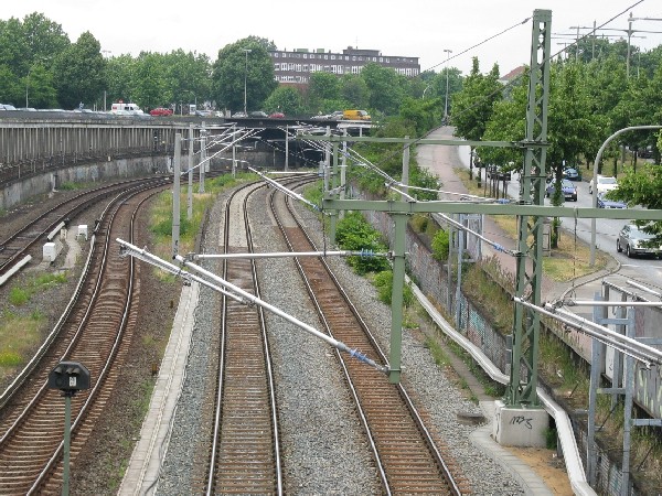 Abbildung Hamburg Berliner Tor - Oberleitungsinstallation